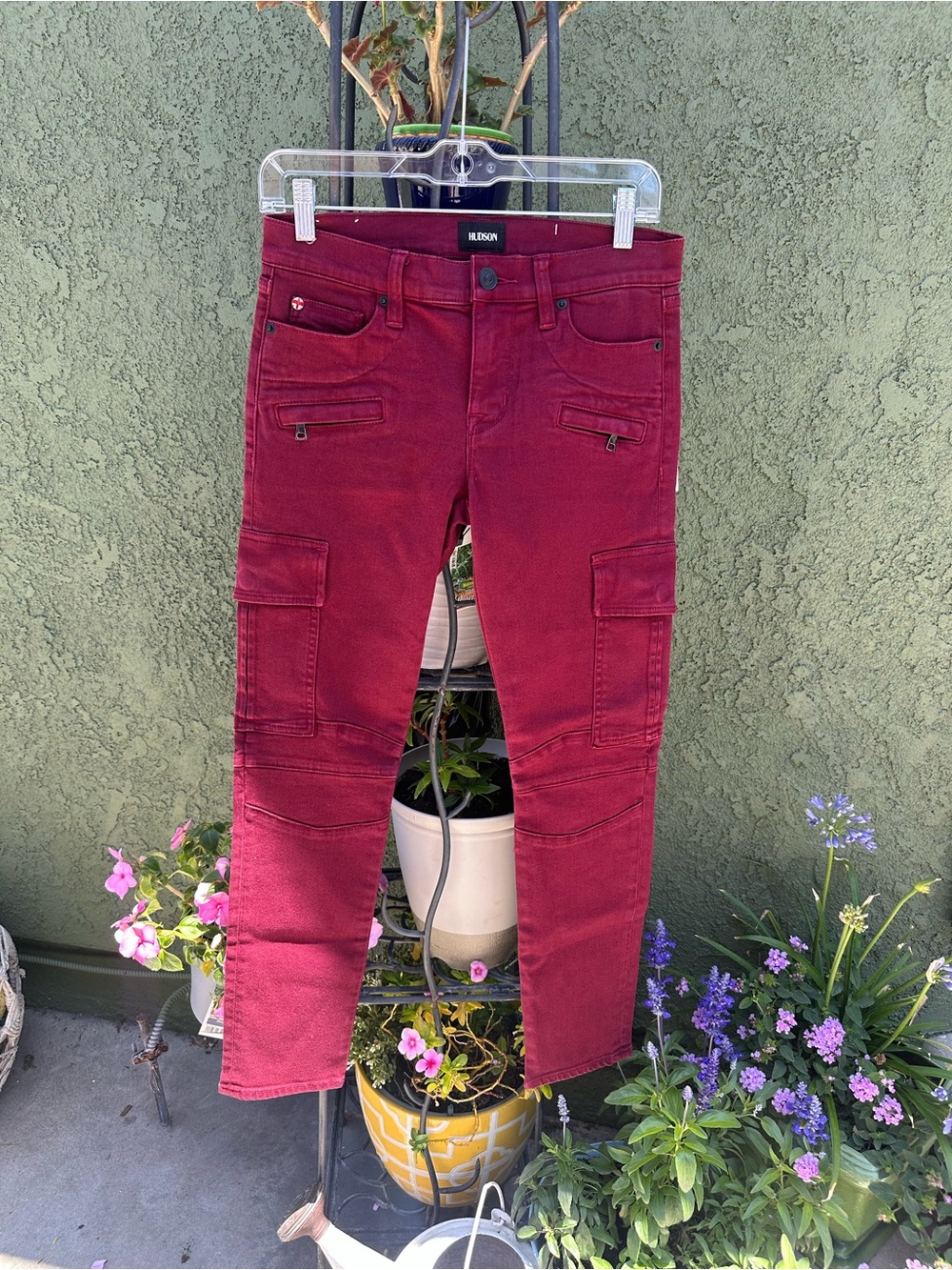 Hudson Jeans Women's Wine Red Cargo Skinny Jeans